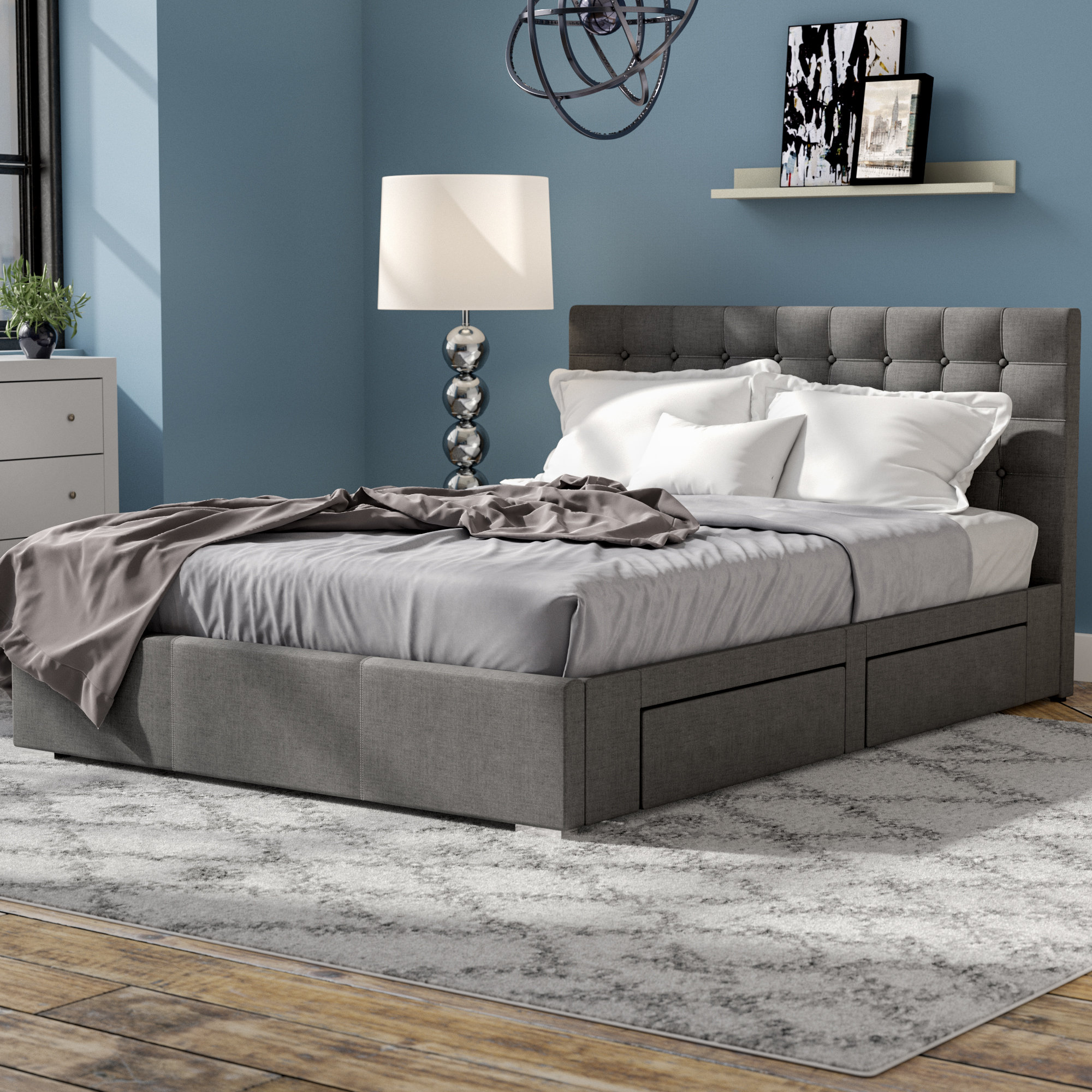 Myrrine Upholstered Storage Platform Bed Latitude Run Size King Color Grey